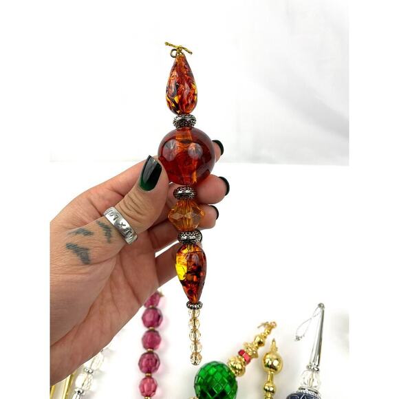 Lot Of 10 Icicle Ornaments Colorful Resin Christmas Sparkle Mixed Colorful - Picture 13 of 14